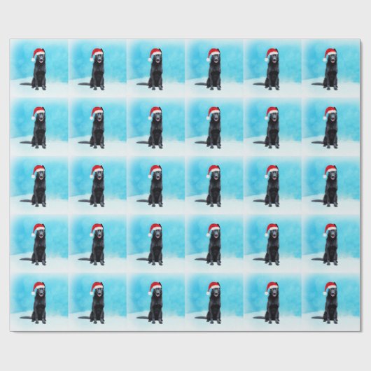 Duitse herder hond zitten in sneeuw Santa hoed Cadeaupapier (Vlak)