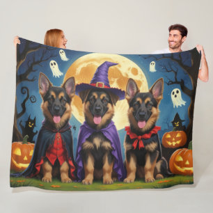 Duitse Herder Honden Pompoen Halloween Grappig Fleece Deken