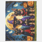 Duitse Herder Honden Pompoen Halloween Grappig Fleece Deken (Voorkant)