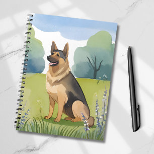 Duitse Herder   Honden Waterverfschilderij Notitieboek