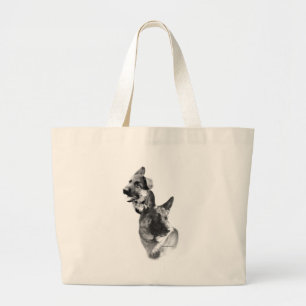 Duitse herder houtskool 2 grote tote bag
