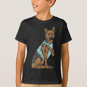 Duitse Herder Ik Hou Mam Tattoo K9 Hondenliefhebbe T-shirt