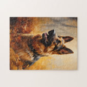 Duitse herder in de herfst legpuzzel (Horizontaal)
