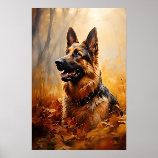 Duitse herder in de herfst poster (Voorkant)