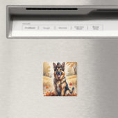 Duitse herder in de herfst verlaat Thanksgiving ku Magneet (Insitu (Vaatwasser))