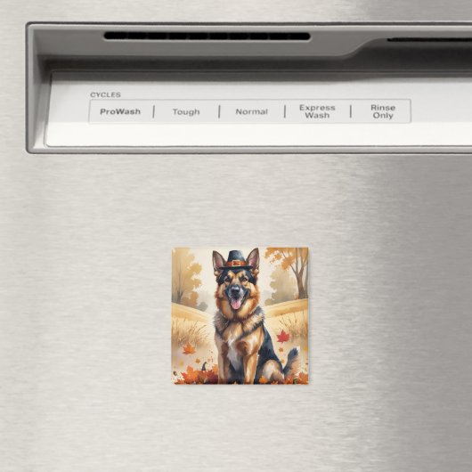 Duitse herder in de herfst verlaat Thanksgiving ku Magneet (Insitu (Vaatwasser))