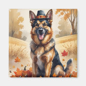 Duitse herder in de herfst verlaat Thanksgiving ku Magneet (Voorkant)