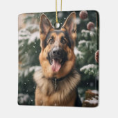 Duitse herder in de sneeuw keramisch ornament (Links)