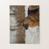 Duitse herder in de sneeuw legpuzzel (Verticaal)