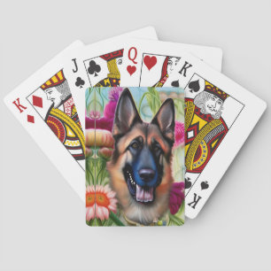 Duitse herder in de tuin pokerkaarten