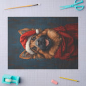 Duitse herder in een Santa Hat Decoupage Tissuepapier (Craft)
