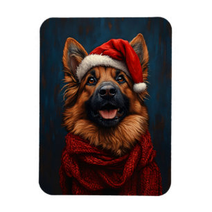 Duitse herder in een Santa Hat Flexible Magneet