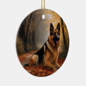 Duitse herder in herfst laat Herfst inspireren Keramisch Ornament (Rechts)