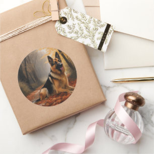 Duitse herder in herfst laat Herfst inspireren Ronde Sticker