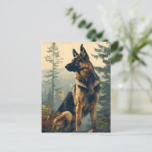 Duitse herder in het bos briefkaart (Staand voorkant)