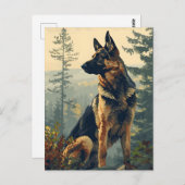 Duitse herder in het bos briefkaart (Voorkant / Achterkant)