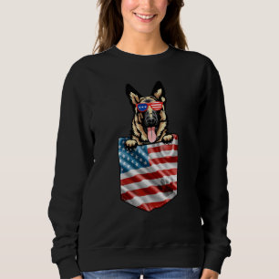 Duitse herder in Pocket American Flag Patriotic Trui