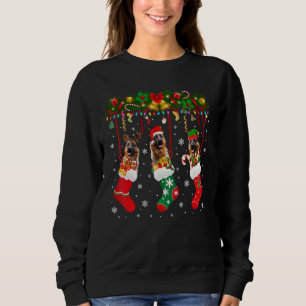 Duitse herder in Sock Xmas renindeer Santa Elf doe Trui