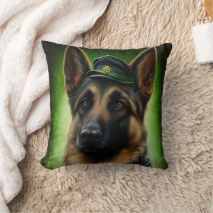 Duitse Herder in St. Patrick's Day-kostuum Kussen