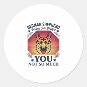 Duitse Herder Je Hond Retro Zonsondergang Poot_1 Ronde Sticker