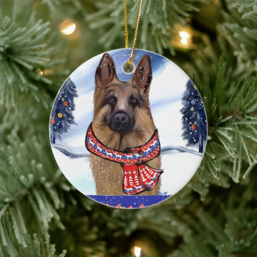 DUITSE HERDER KERAMISCH ORNAMENT (Boom)