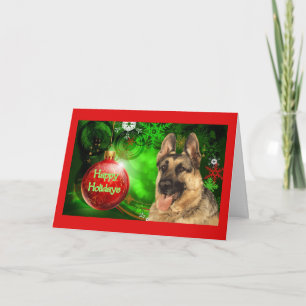 Duitse Herder Kerst Kaart Red Ball Green
