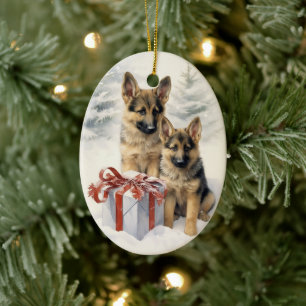 Duitse herder kerst Keramisch Ornament