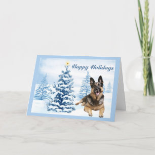 Duitse Herder Kerstboom Blauwe Kaart