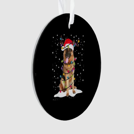 Duitse herder kerstboom licht pyjama hond ornament (voorkant)