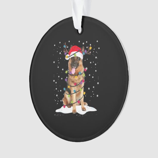 Duitse herder kerstboom licht pyjama hond ornament (voorkant)