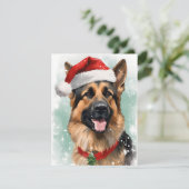 Duitse Herder Kerstborstel schilderen kunstwerk Feestdagenkaart (Staand voorkant)
