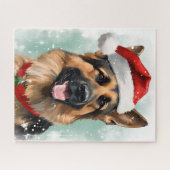 Duitse Herder Kerstborstel schilderen kunstwerk Legpuzzel (Horizontaal)