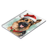 Duitse Herder Kerstborstel schilderen kunstwerk Notitieboek (Linkerzijde)