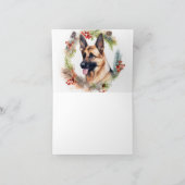 Duitse Herder Kerstkrans Feestelijke Pup Kaart (Binnen)