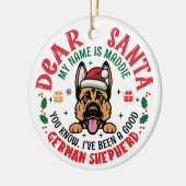 Duitse Herder Kerstman Aangepaste Naam Keramisch Ornament (Links)