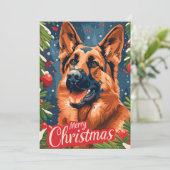 Duitse herder Kerstmis  Feestdagenkaart (Staand voorkant)