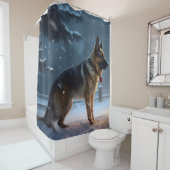 Duitse herder Kerstmis Feestelijk Seizoen Douchegordijn (In situ)