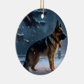 Duitse herder Kerstmis Feestelijk Seizoen Keramisch Ornament (Rechts)