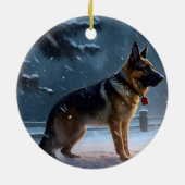 Duitse herder Kerstmis Feestelijk Seizoen Keramisch Ornament (Achterkant)