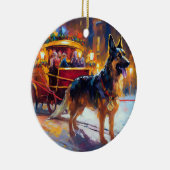 Duitse herder Kerstmis Feestelijk Seizoen Keramisch Ornament (Rechts)