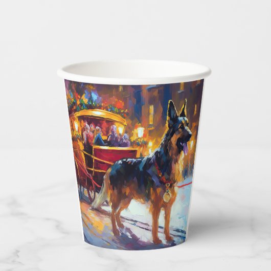 Duitse herder Kerstmis Feestelijk Seizoen Papieren Bekers (Voorkant)