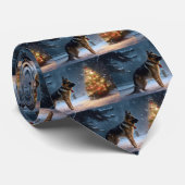 Duitse herder Kerstmis Feestelijk Seizoen Stropdas (Opgerold)