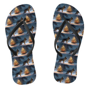 Duitse herder Kerstmis Feestelijk Seizoen Teenslippers