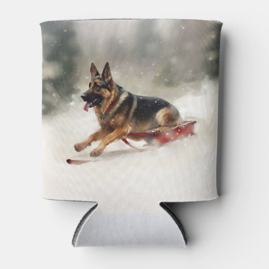 Duitse herder Kerstmis sneeuw winter Blikjeskoeler (Voorkant)