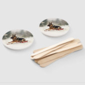 Duitse herder Kerstmis sneeuw winter Handwaaier (Niet-gemonteerd)