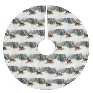 Duitse herder Kerstmis sneeuw winter Kerstboom Rok