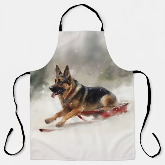 Duitse herder Kerstmis sneeuw winter Schort (Voorkant)