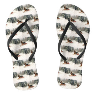 Duitse herder Kerstmis sneeuw winter Teenslippers