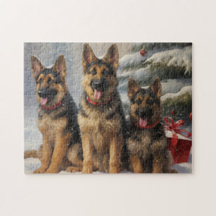 Duitse herder Kersttijd Legpuzzel