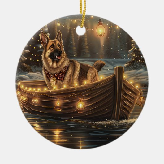 Duitse herder kerstvakantie reis keramisch ornament (Voorkant)